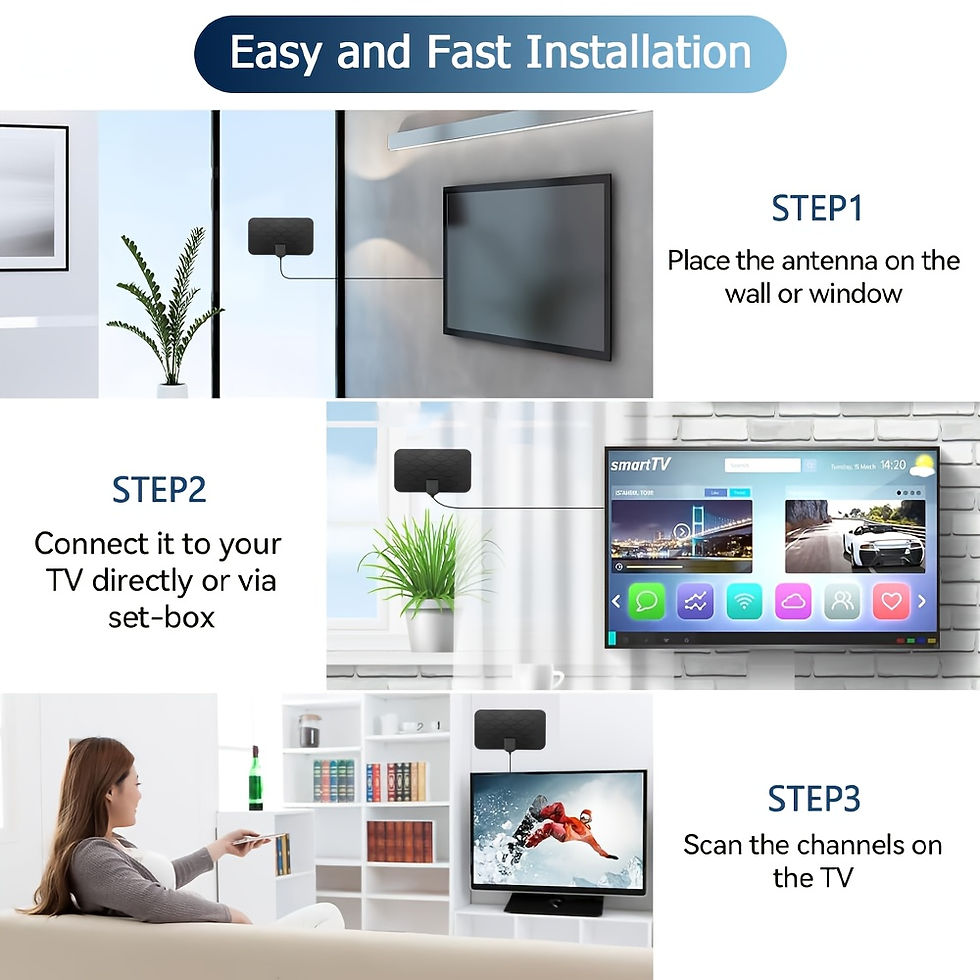Thumbnail: 2024 Indoor HD Digital TV Antenna with Signal Amplifier, 150-Mile Range, Suppor