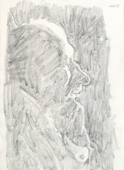 Pencil drawin portrait silhouette old man shadow cuff 