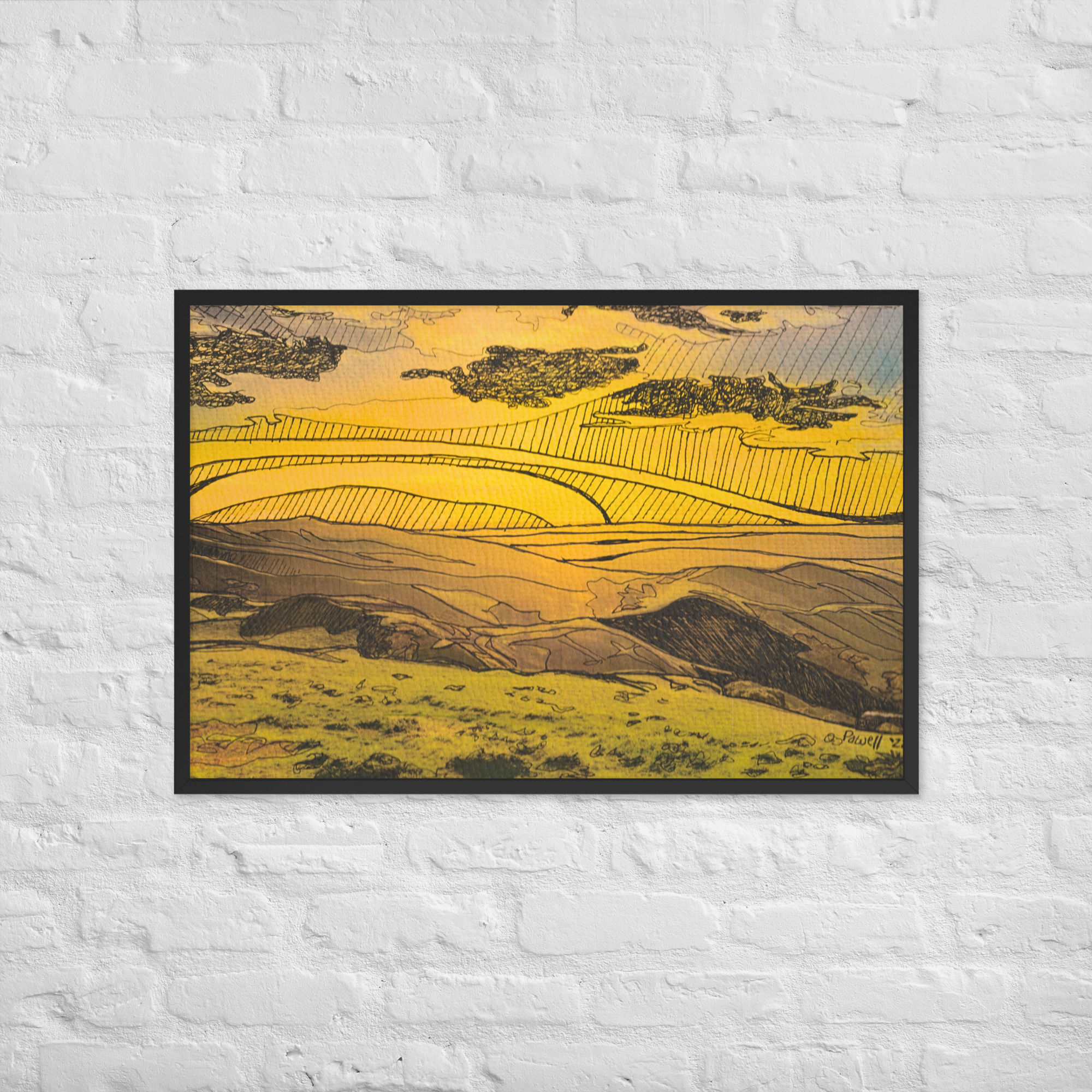 Abstract Landscape Sunset, Framed Wall Art, Landscape Poster