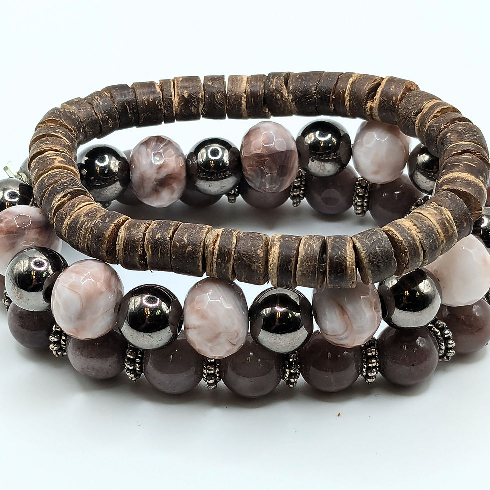 Thumbnail: Neutral Beaded Bracelets for Women Jewelry Boho Beaded 3 Stacked Set