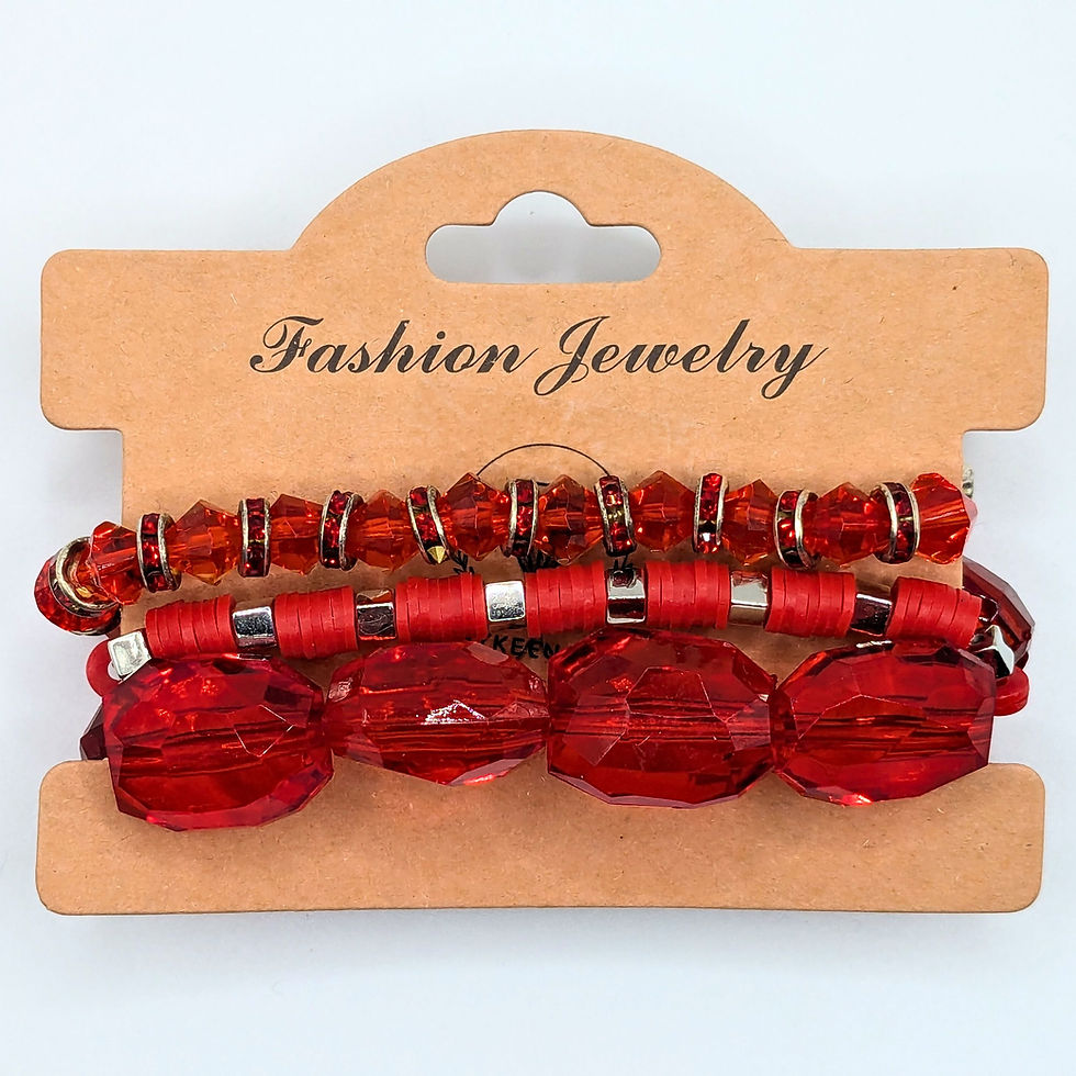 Thumbnail: Red Beaded Bracelets for Women Jewelry Boho Beaded 3 Stacked Set