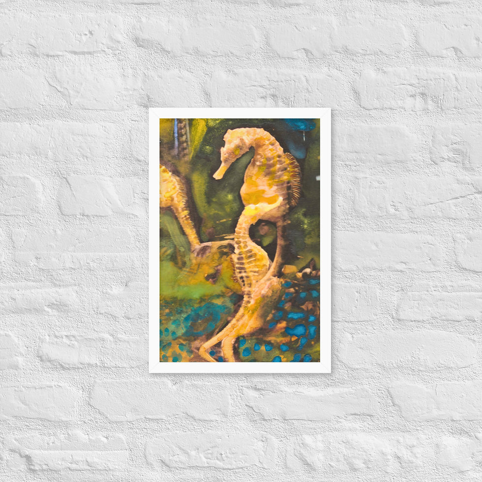 Thumbnail: Framed Wall Art, Sea Horse Trio Fine Art Print, Fish Art, Nautical Artwork