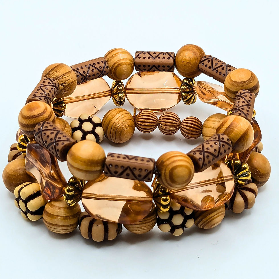 Thumbnail: Brown Beaded Bracelets for Women Jewelry Boho Beaded 3 Stacked Set