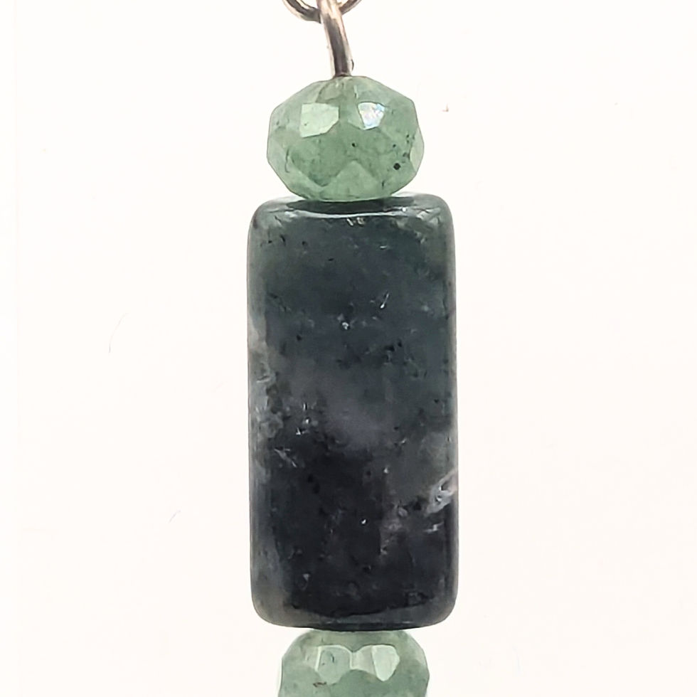 Thumbnail: Green Stone Dangle Earrings