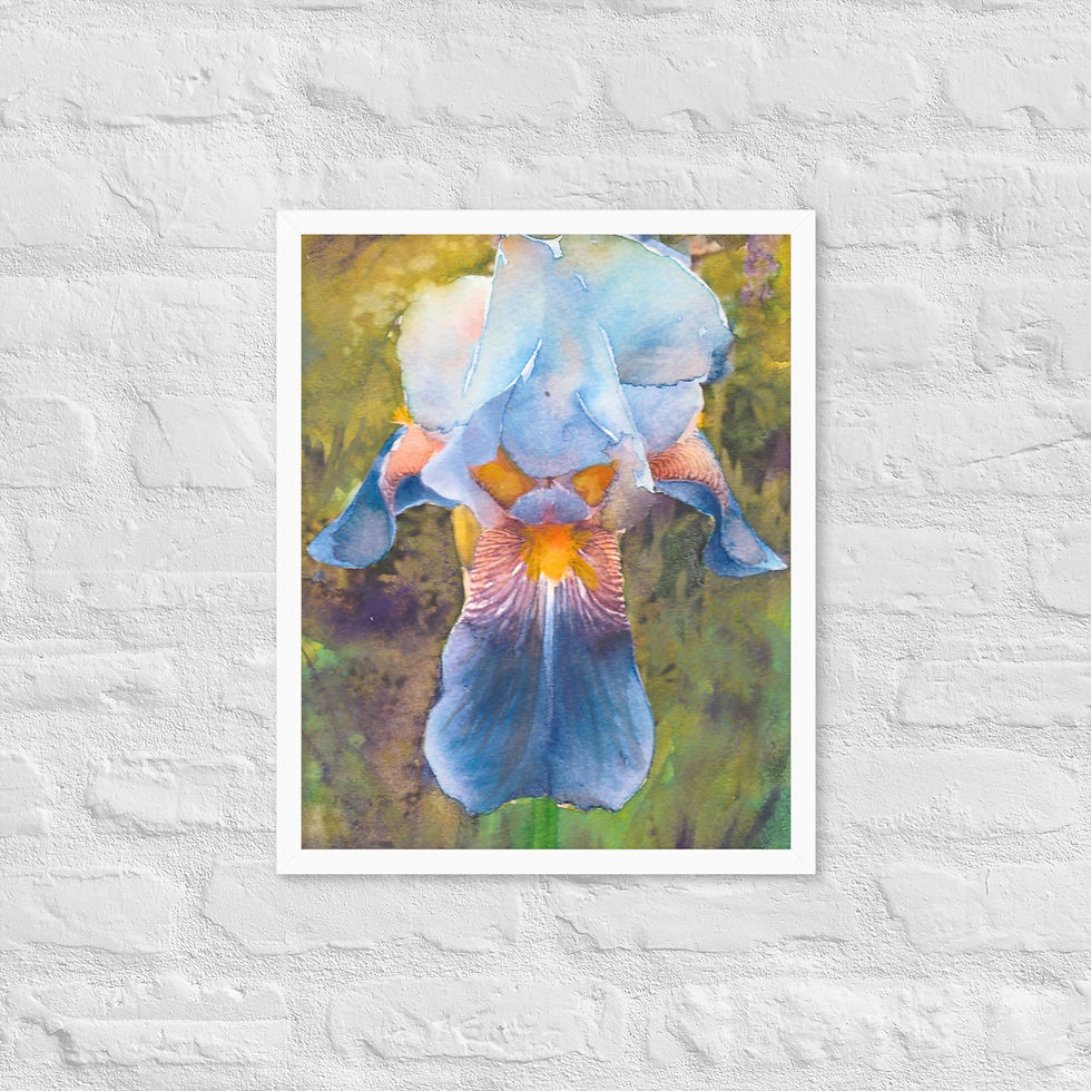 Thumbnail: Framed Wall Art Poster, Iris Watercolor Reproduction, Floral Art