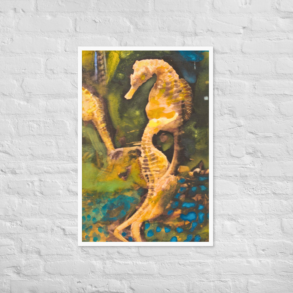 Thumbnail: Framed Wall Art, Sea Horse Trio Fine Art Print, Fish Art, Nautical Artwork