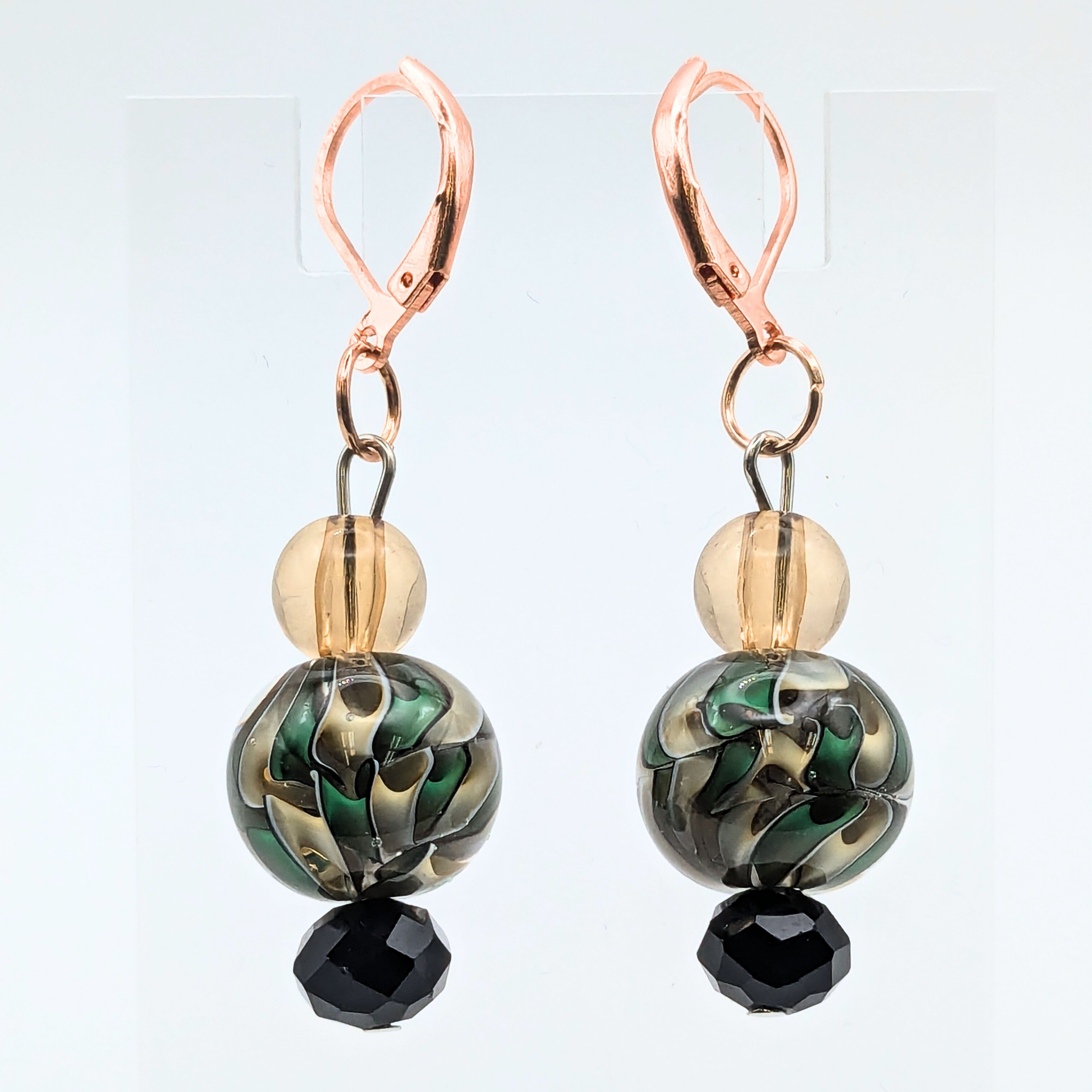 Green And Black Dangle Earrings