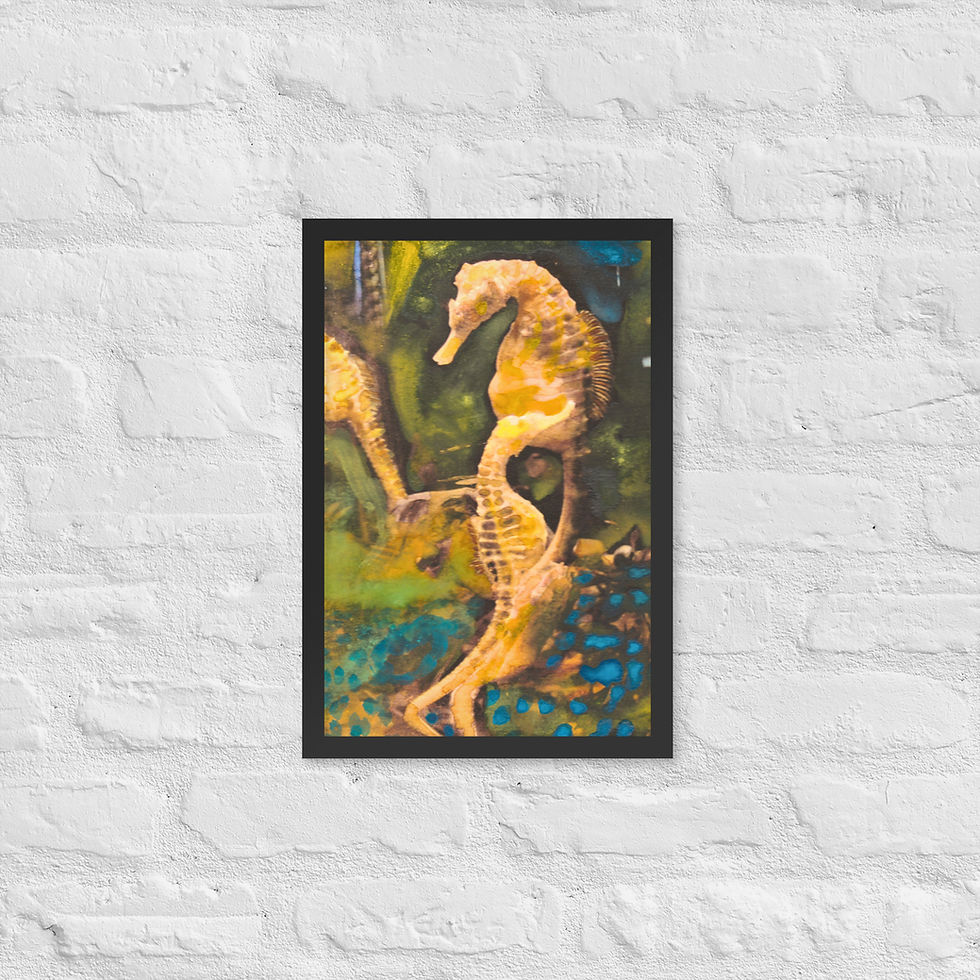 Thumbnail: Framed Wall Art, Sea Horse Trio Fine Art Print, Fish Art, Nautical Artwork