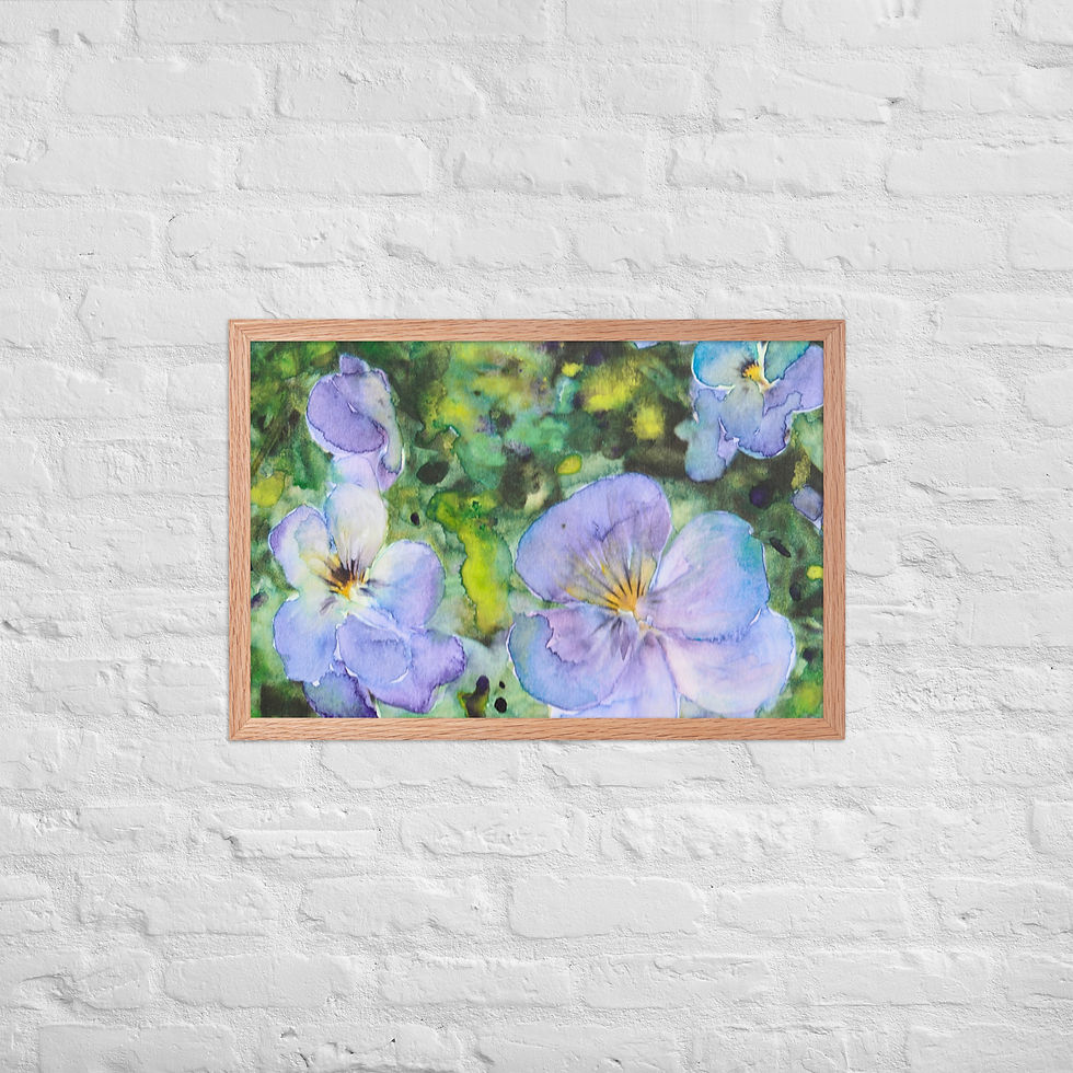 Thumbnail: Framed Purple Pansy Wall Art, Floral Artwork, Violet Flowers