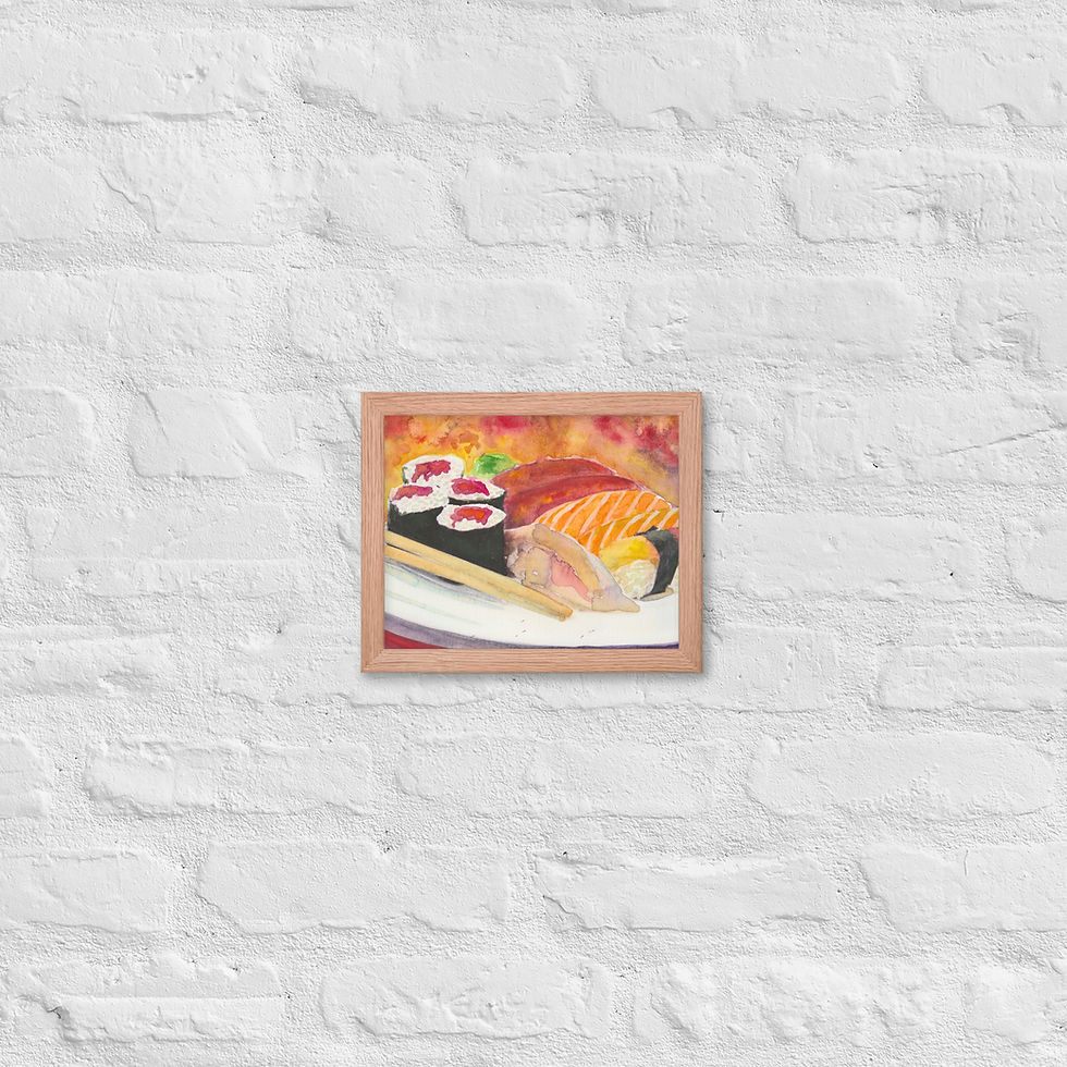 Thumbnail: Framed Fine Art Poster, Sushi Platter in Red, Wall Art, Food Art