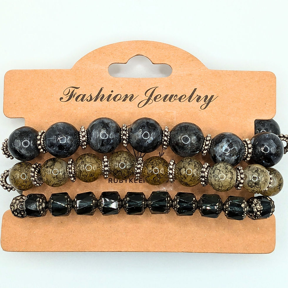 Thumbnail: Grey Mix Beaded Bracelets for Women Jewelry Boho Beaded 3 Stacked Set