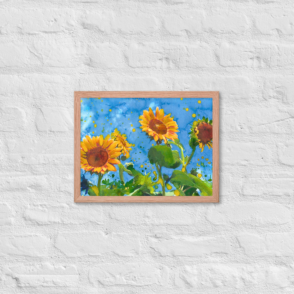 Thumbnail: Framed Fine Art Print, Poster, Sunflowers in Bloom in the Late Summer