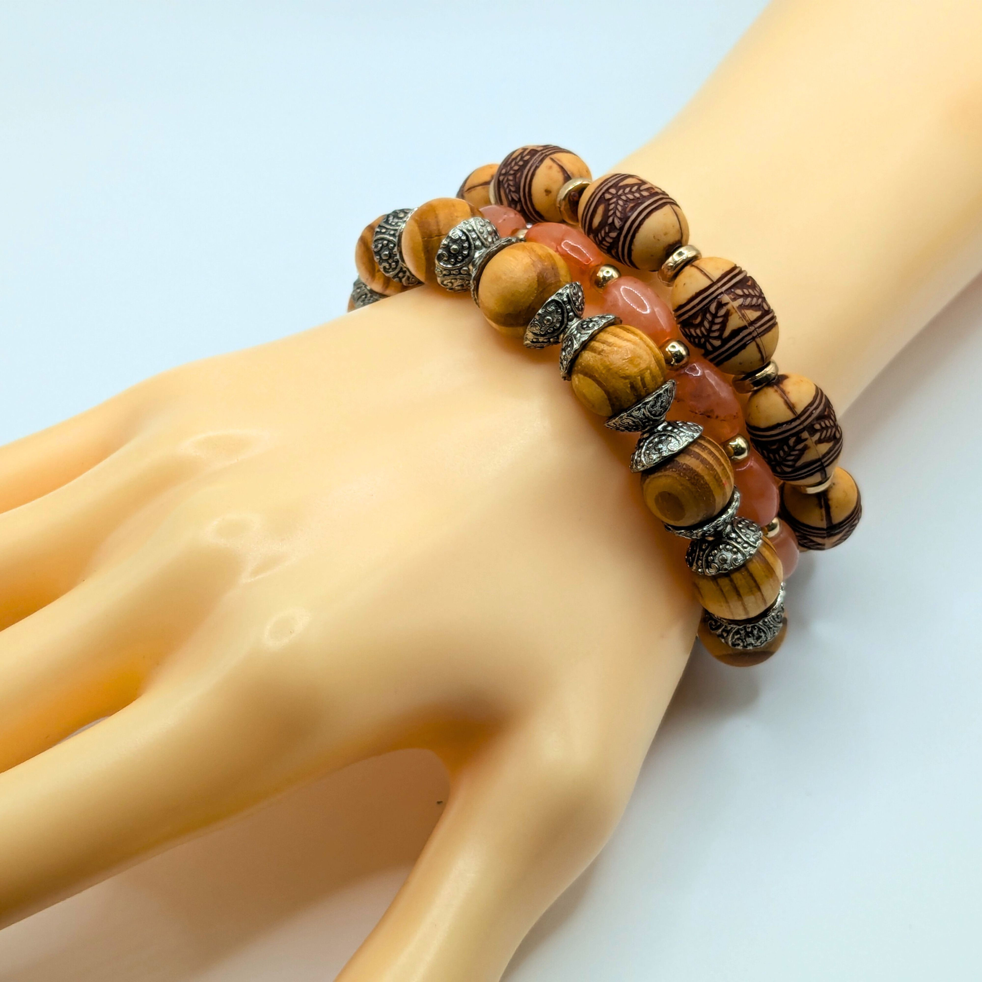 Beaded Bracelets for Women Jewelry Boho Beaded 3 Stacked Set