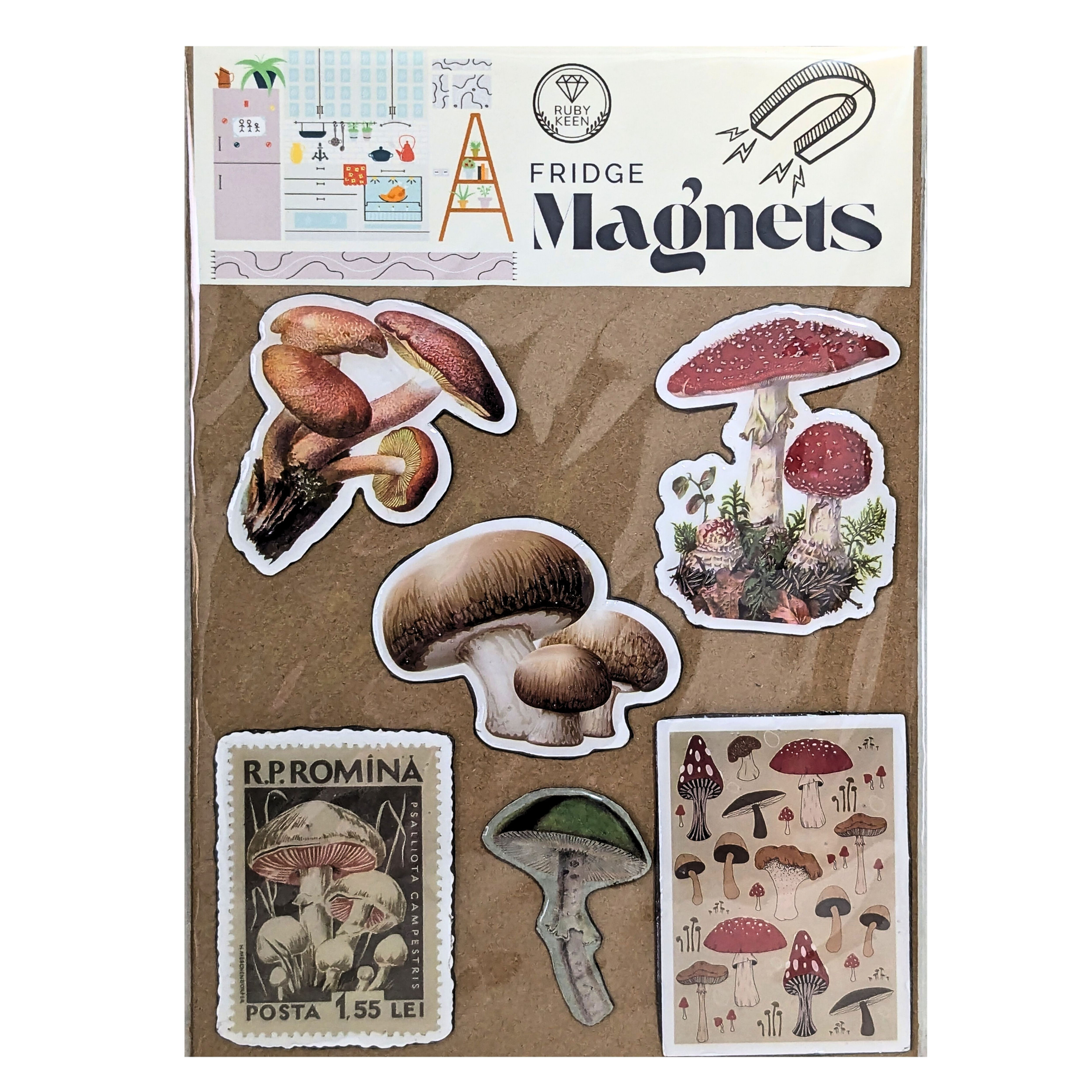 Nature Mushroom Fridge Magnets – Woodland Botanical Kitchen Decor