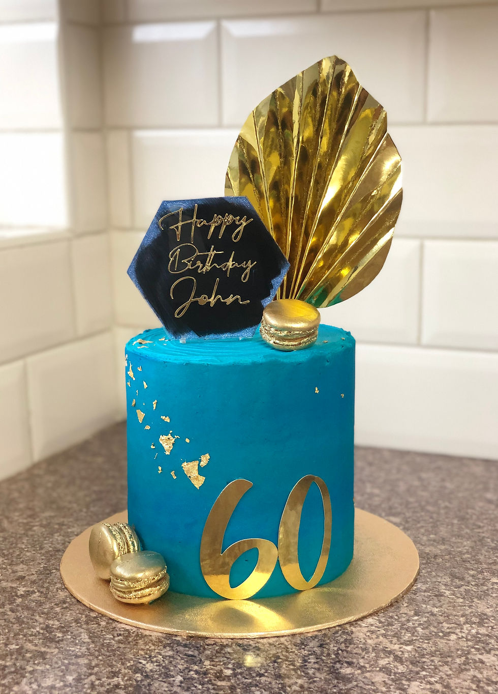 Blue and Gold 60th Cake