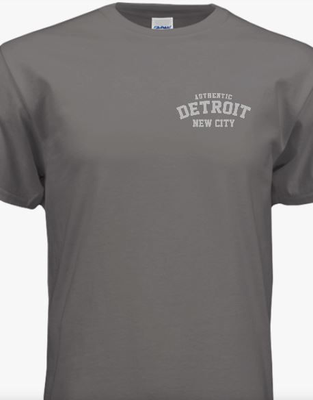 Thumbnail: Authentic Detroit New City Dark Heather Grey liquid silver T-shirt