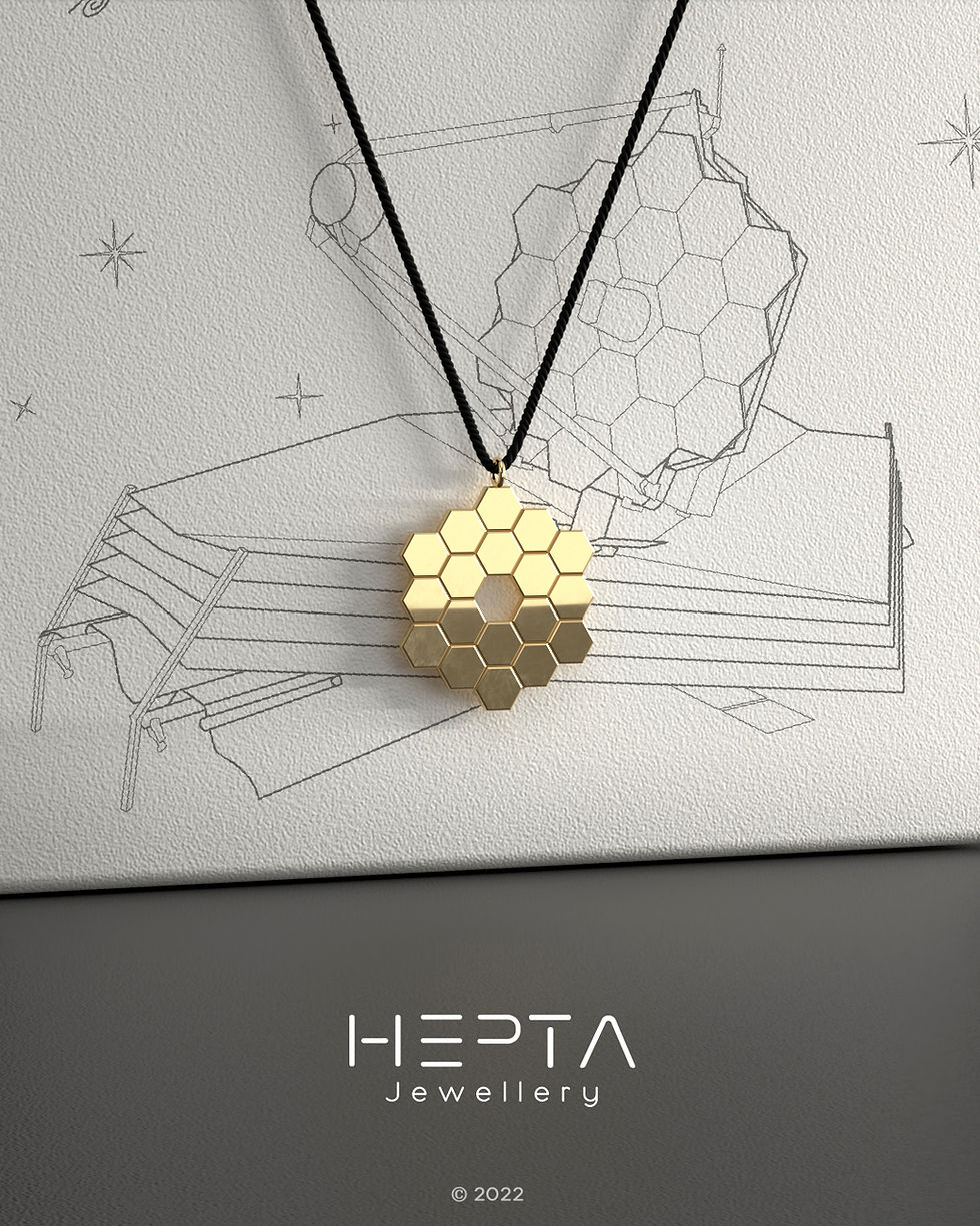 James Webb Telescope Pendant by Hepta Jewellery and Stefanos Papadatos