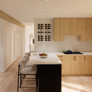  Cuisine moderne noir et blanc, aménagement ergonomique, rénovation complète de rez-de-chaussée, design épuré et lumineux