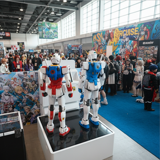 2 cosplayers using the korean style Low Angle photo booth machine