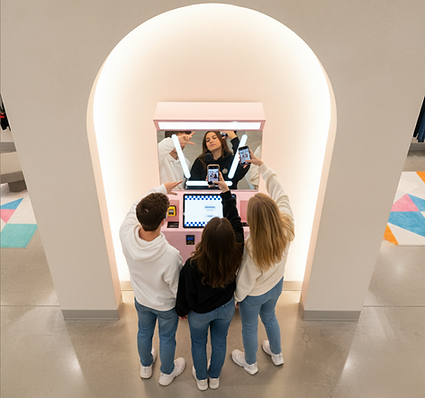 Standard Angle Photobooth placed inside a clothing retail store