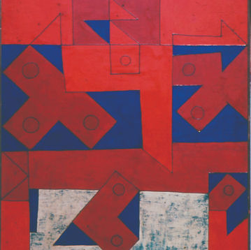Banners (1968), artwork by Luis Diaz. Gauze, organdy and natural dyes fused with resin.