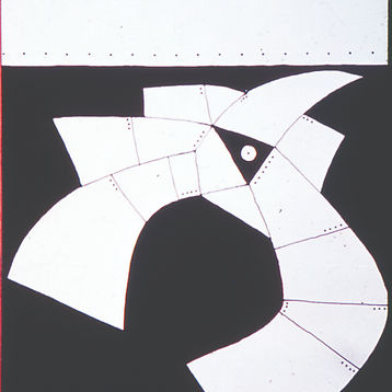 Banners (1968), artwork by Luis Diaz. Gauze, organdy and natural dyes fused with resin.