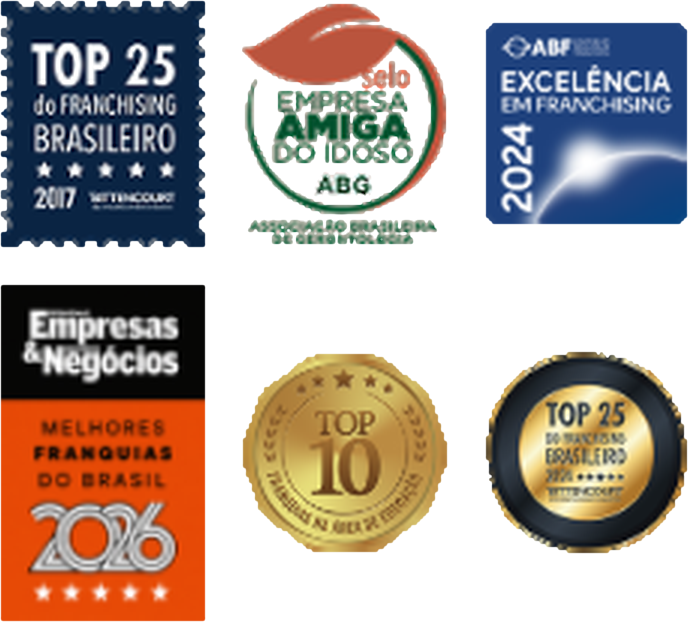 Selos e premiações do Método Supera: Top 25 do Franchising Brasileiro 2017, Selo Empresa Amiga do Idoso, Selo de Excelência em Franchising ABF 2024, Melhores Franquias do Brasil 2026, Top 10 na área de educação e Top 25 do Franchising Brasileiro.