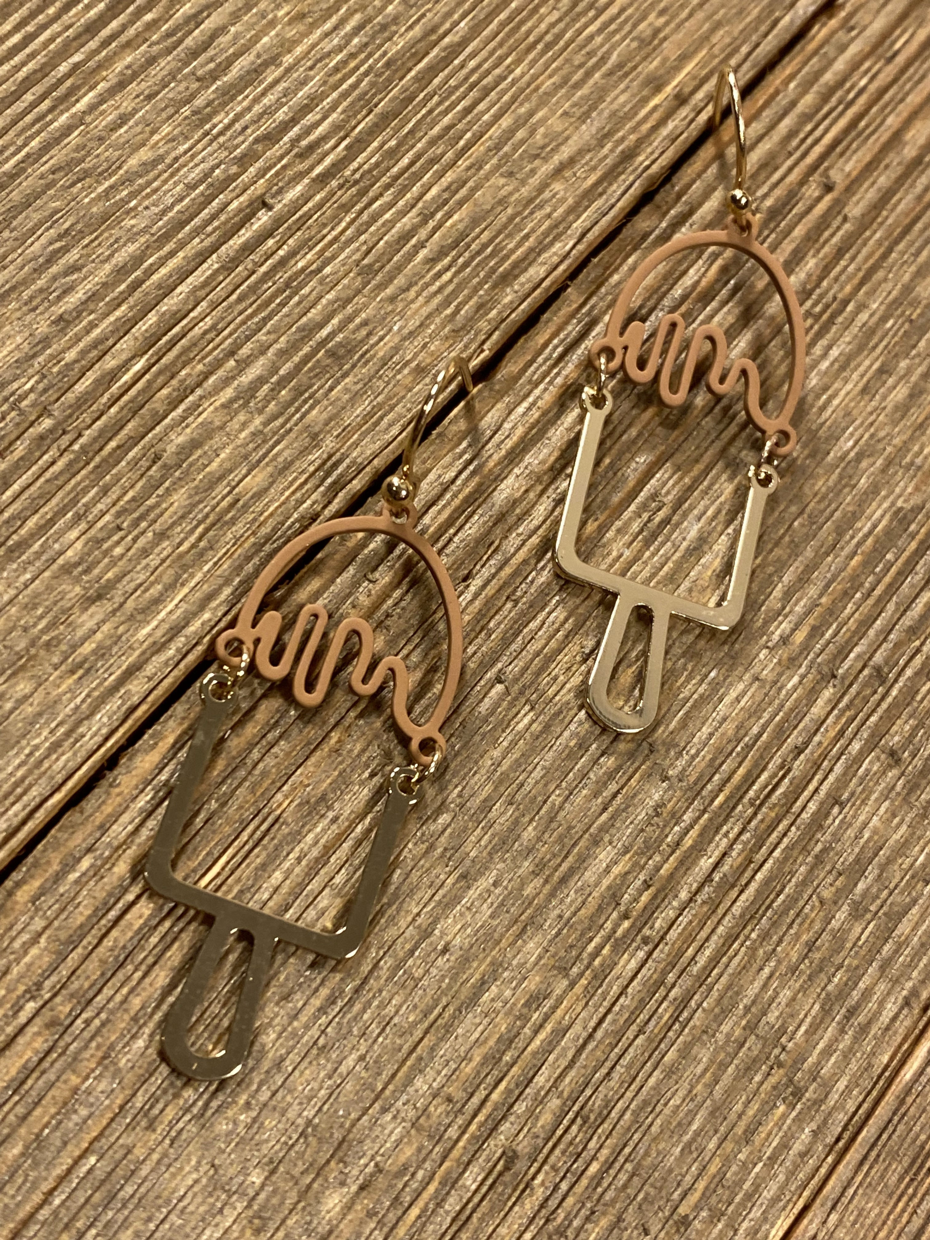 chocolate gold ice cream earrings