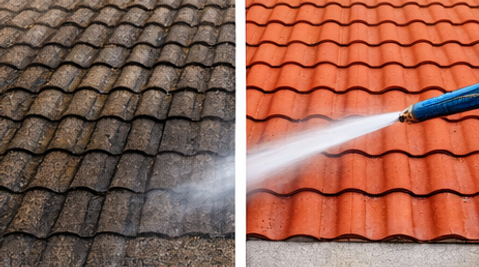 ai generated roof washing before and after picture