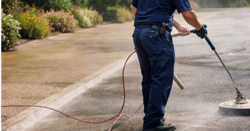 AI Generated SBC Pressure Washing technician pressure washing concrete