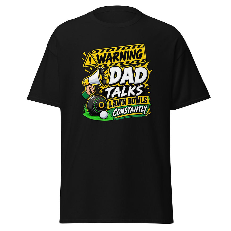 Warning: Dad Talks Lawn Bowls Constantly - Lawn Bowls T-Shirt (Black)