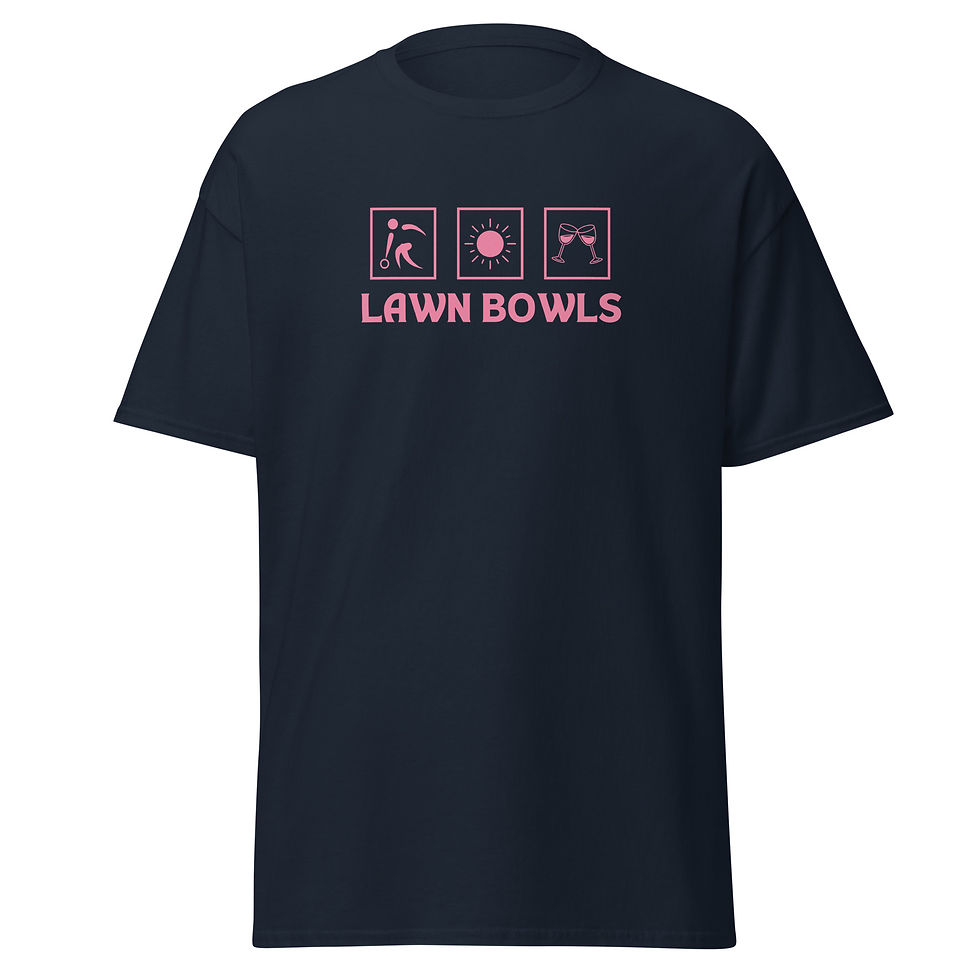 Thumbnail: Lawn Bowls Wine Version - Funny Navy T-Shirts Unisex Classic Tee