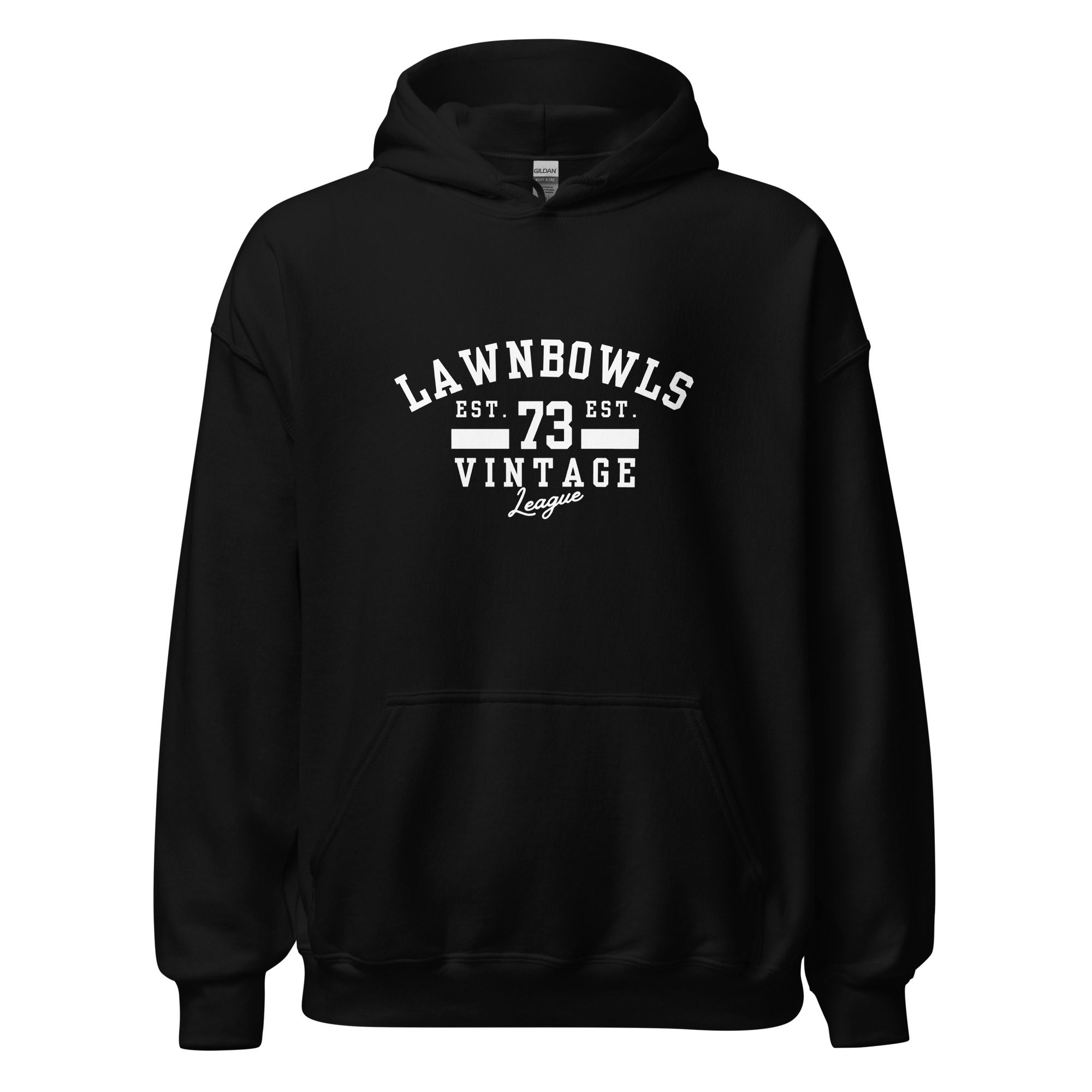 Lawn Bowls Vintage League Est 73 - Unisex Lawn Bowls Hoodies (Black)