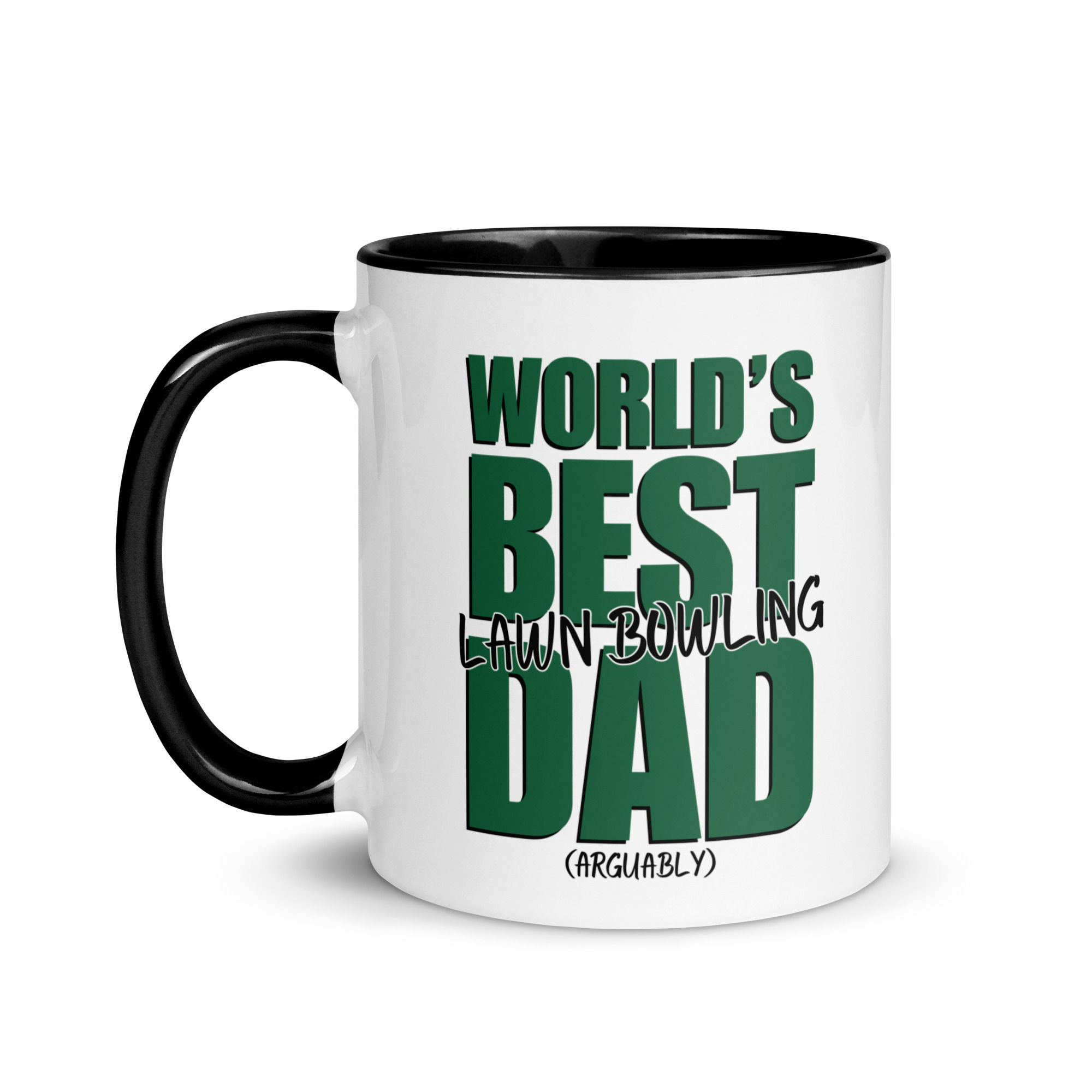 World's Best Lawn Bowling Dad (Arguably) Coffee Mugs - Gifts for Lawn Bowlers Father's Day Gifts Novelty (Green)