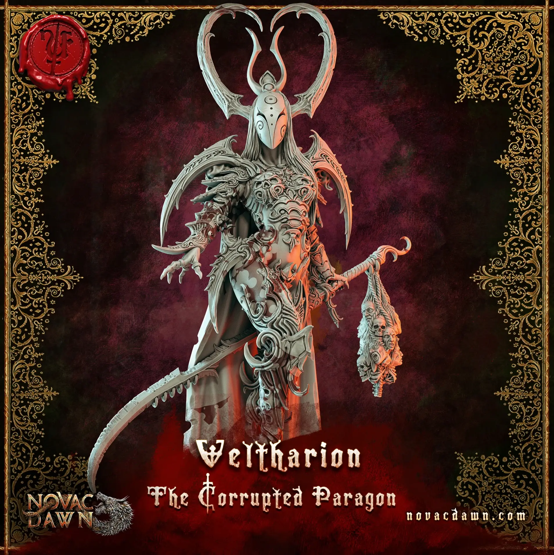 Veltharion - The Corrupted Paragon. Dnd miniature ready for 3D Printing. Main Product Image.