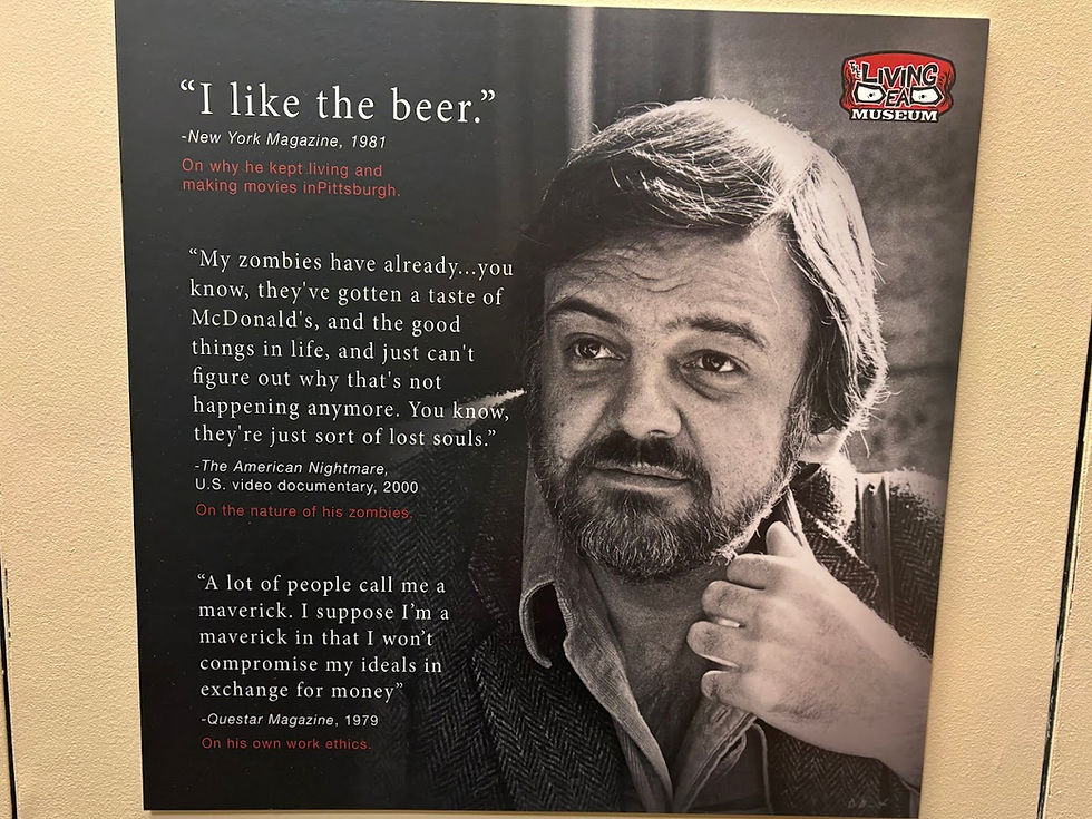 A plaque from The Living Dead Museum in Pittsburgh, PA