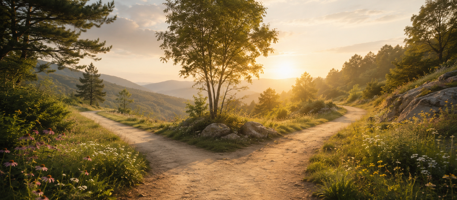 A peaceful path symbolizing intentional choices and personal growth