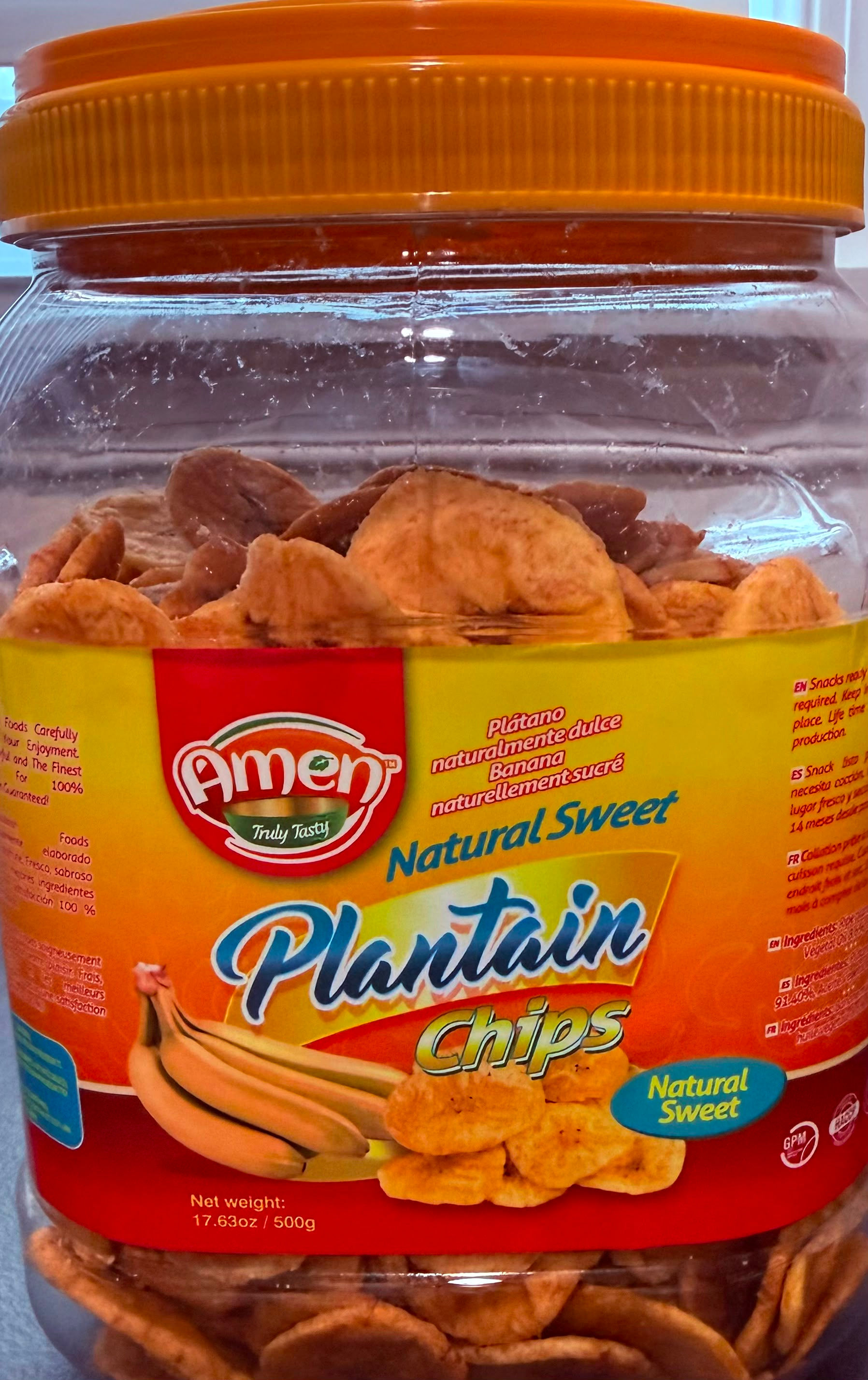 Natural Sweet Plantain Chips - 500g