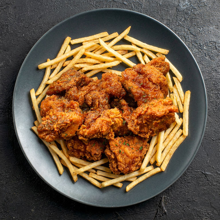 Korean soy garlic boneless fried chicken with a savory garlic glaze
