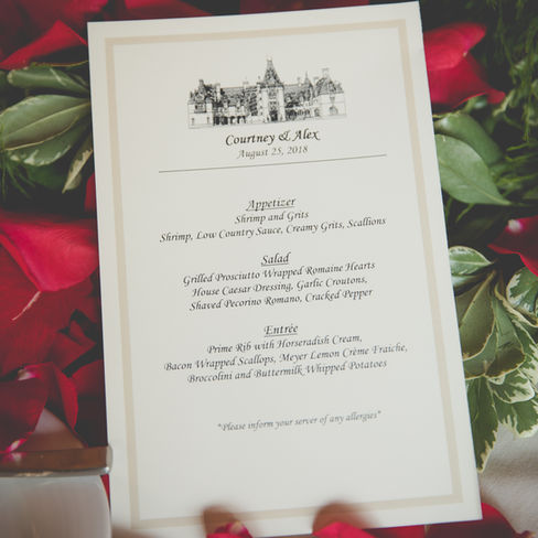 biltmore wedding menu for dinner