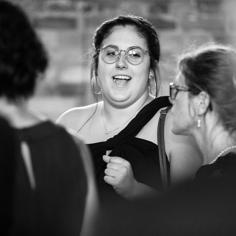wedding guests socializing