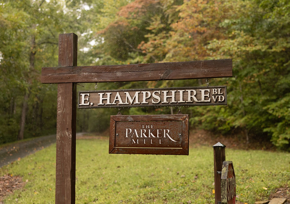 Wedding welcome sign for the The Parker Mill wedding venue.