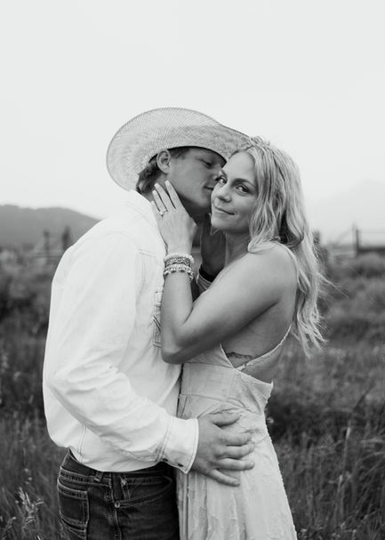 intimate moment between a couple during their engagement 