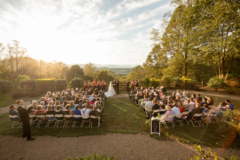 sunset wedding ceremony at crest center and pavlion