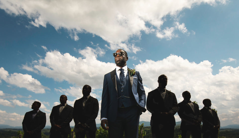 Groom and Groomsmen at Longleaf Vineyard an Asheville Wedding Venue