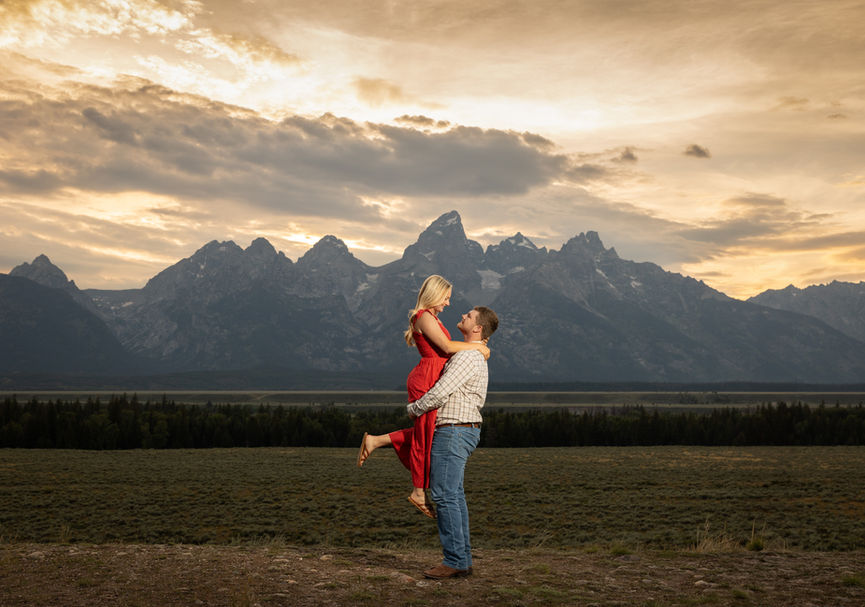 dramatic sunset engagement photo 