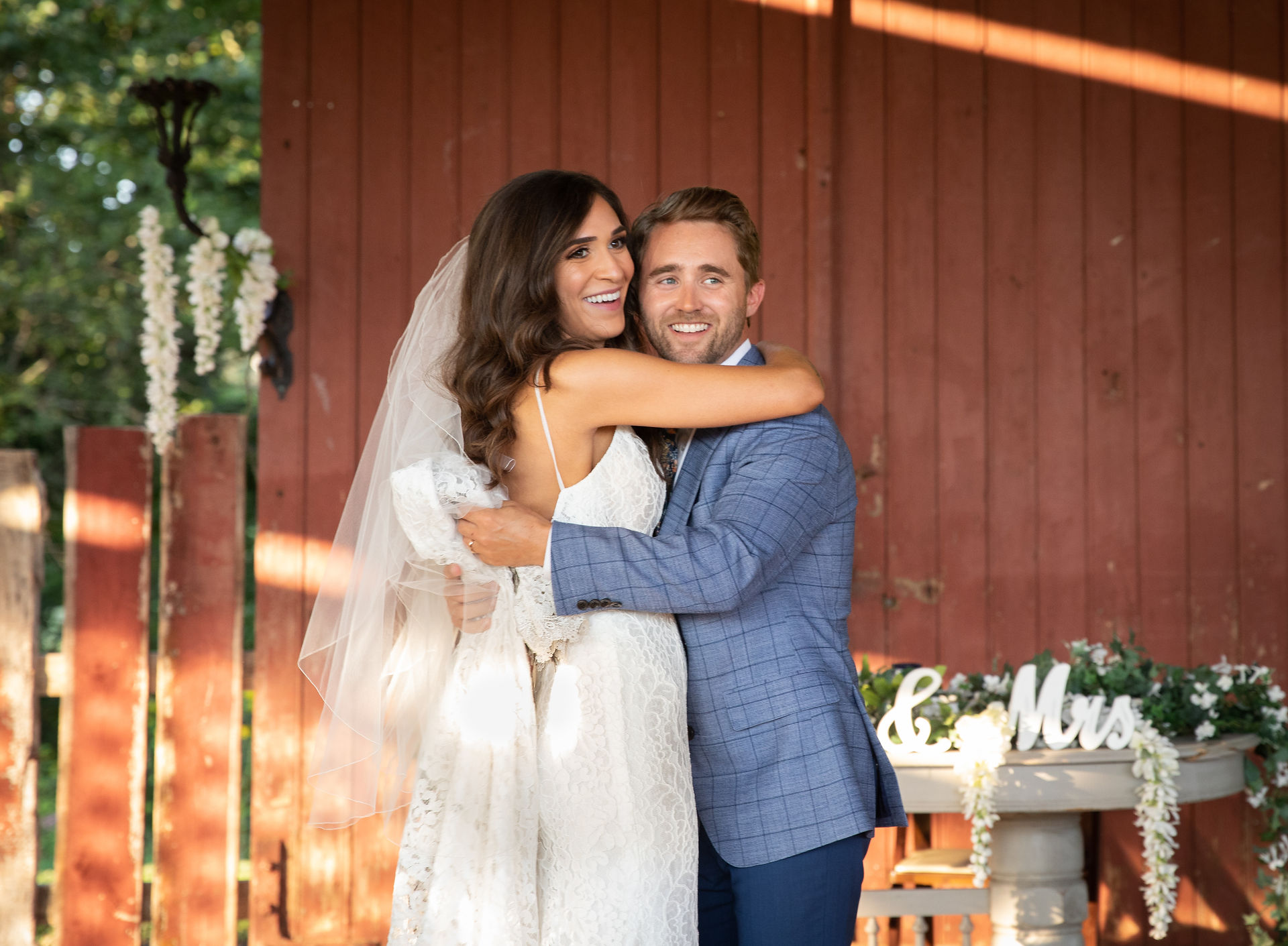 couple smiling during their first dance 