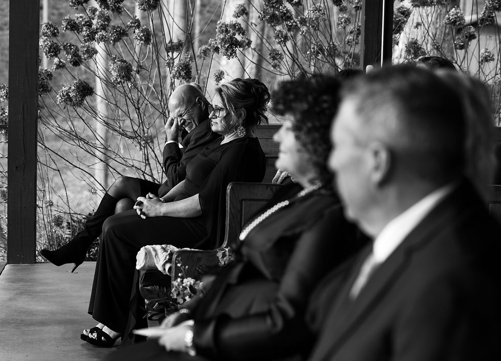 The father of the bride crying during the ceremony.