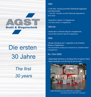 Flyer on the 30th company anniversary of AGST Draht & Biegetechnik