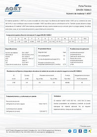 Ficha técnica del acero inoxidable 1.4567 (AISI 304CU / 302HQ, X3CrNiCu18-9) con propiedades para descargar